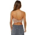 thumbnail image 6 of Coduop Women Twist Front Knitted Tube Top Strapless Solid Ruched Rib-Knit Crop, 6 of 8