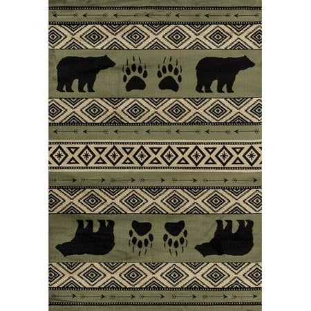 Loon Peak Pippen Bear Imprint Green Beige Black Area Rug This On Opens A Dialog That Displays Additional Images For Product With The Option To Zoom In Or Out