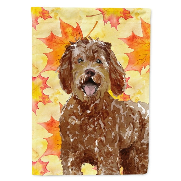 Carolines Treasures CK1837CHF Fall Leaves Labradoodle Flag Canvas House Size  Large multicolor