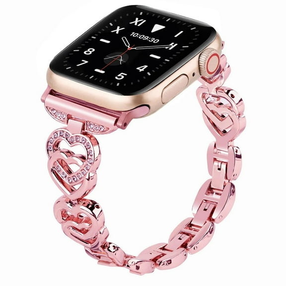 LEIXIUER Women Diamonds Metal Stainless Steel Wristbands Compatible with Apple Watch Band 41mm 40mm 38mm 49mm 45mm 44mm 42mm Bling Stylish Slim Strap for iWatch Series 9 8 7 6 5 4 3 2 1 SE Ultra