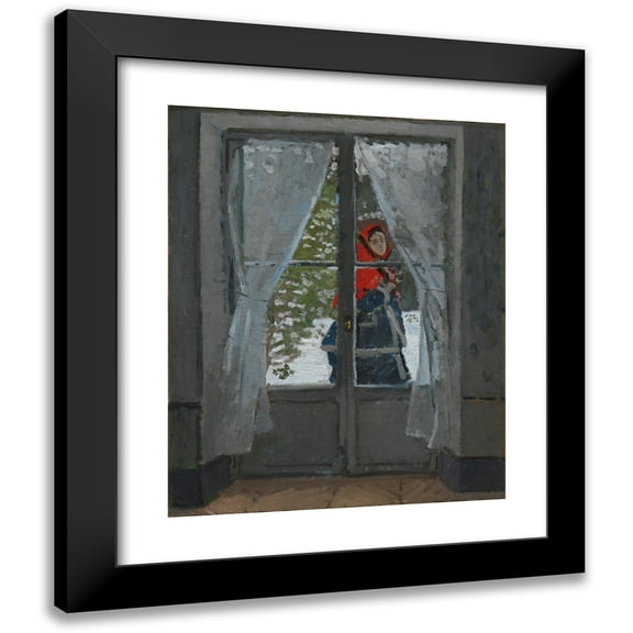 Claude Monet 12x14 Black Modern Framed Museum Art Print Titled - The Red Kerchief (C. 1868-73)