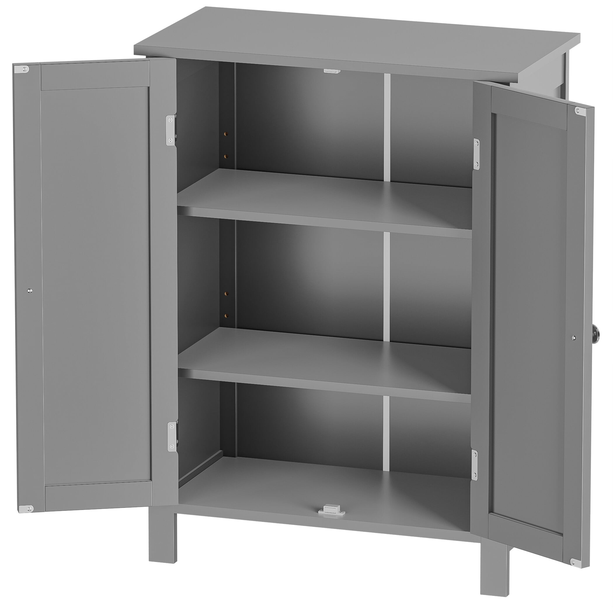 SuperDeal Bathroom Cabinet Floor Storage Organizer Cabinet Freestanding Cupboard Adjustable Shelves, Grqy