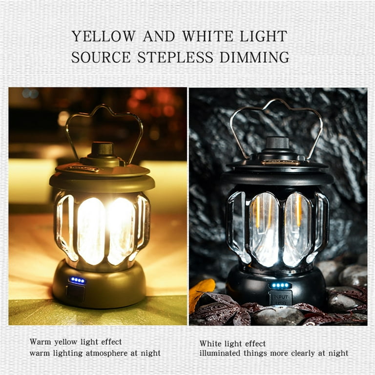 Cnkeeo LED Camping Lantern Light Rechargeable, Emergency Outdoor Camping Lamp Flashlights - Stepless Dimmable, 4 Modes, Ipx5 Waterproof, Portable