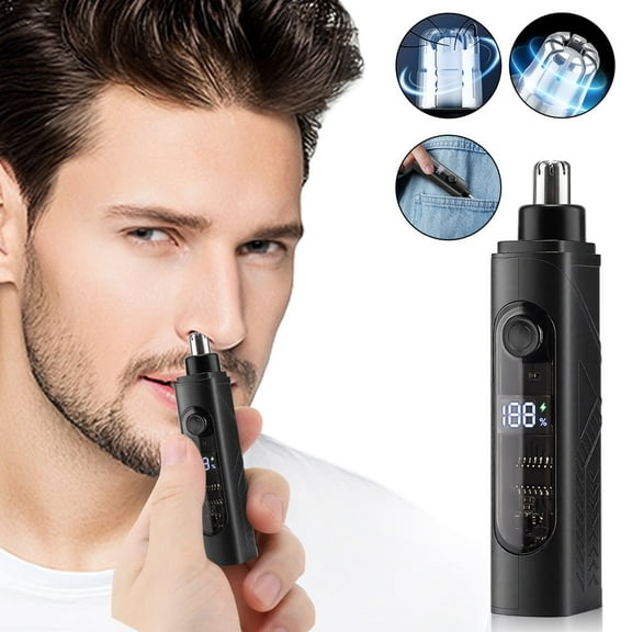 Ear and Nose Hair Trimmer for Men Women, USB Rechargeable Eyebrow Trimmer, Nose Hair Trimmer for Men,Nose Hair Trimmer with Powerful Motor, Black