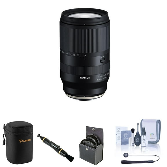 Tamron 18-300mm f/3.5-6.3 Di III-A VC VXD Lens for Sony E Bundle with 67mm Filter Kit, Lens Case, Lens Cleaner, Cleaning Kit, Universal Lens Cap Tether