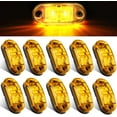 thumbnail image 1 of 10 Pieces 2.5 Inch 2 Diode Trailer Marker Lights Waterproof LED Trailer Side Marker Light Oval Trailer Running Lights for Truck RV Exterior Marker Lights Accessories(Amber), 1 of 6