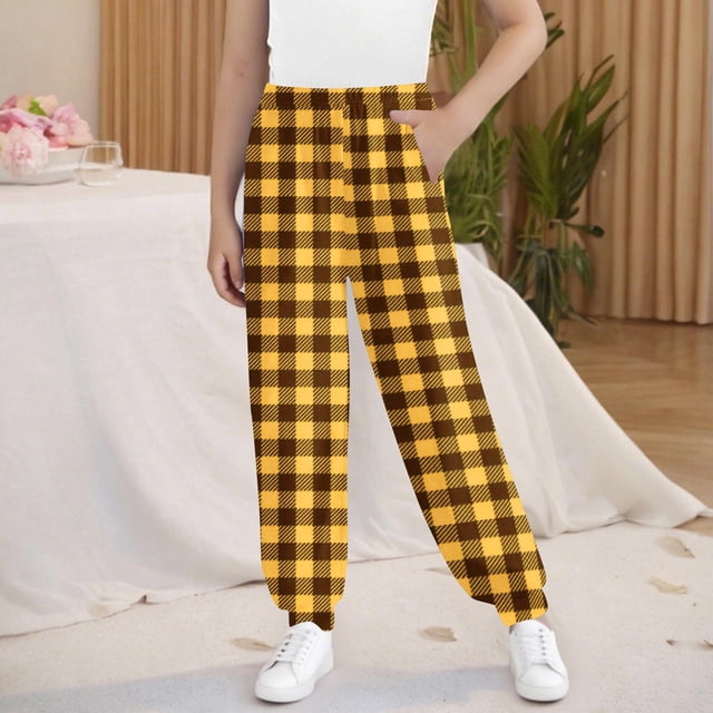 Cowsor Girls Graphic Print Sweatpants Athletic Drawstring Joggers Cute Track Pants with Pockets for Kids
