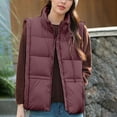 thumbnail image 2 of YOIAVAIOY Womens Quilted Puffer Vests Drawstring Collar Zip Up Sleeveless Down Jackets Fall Winter Casual Outerwear Vest with Pockets Red XL, 2 of 9