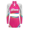 thumbnail image 3 of Alvivi Costume de Cheerleading pour Femmes Robe d'Uniforme Ensemble 2 Pcs Haut Court à Manches Longues avec Mini-Jupe Rose Vif P, 3 of 6