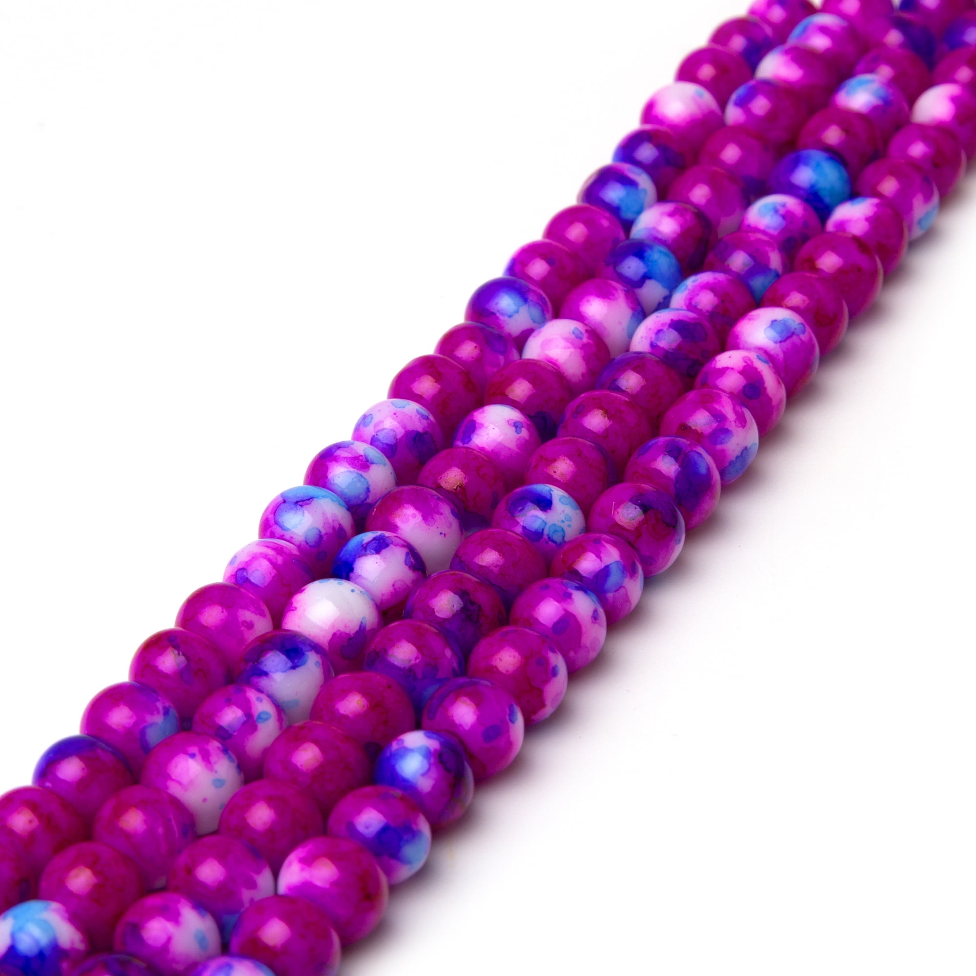 Cousin DIY Splatter Glass Bead Strand, 100 Piece, Pink, Purple