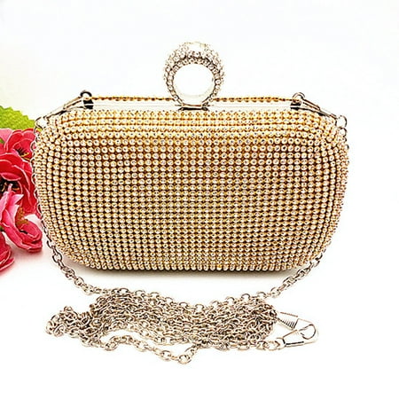 Dosmart Women Glitter Shimmer Evening Bag With Knuckle Ring Clutch Dosmart Women Glitter Shimmer Evening Bag With Knuckle Ring Clutch Purse Party Rhinestones Handbags Coin Card Holder