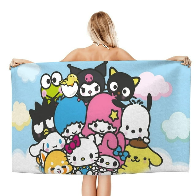 Sanrio Toalla de playa de secado rápido con diseño temático, regalo para mujeres y niñas, ideal para cumpleaños, fans, amantes de la música, uso en la playa o al aire libre, 78 × 150 cm