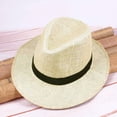 thumbnail image 3 of Summer Men Straw Panama Hat Handmade Beach Cap Travel Sunhat, 3 of 9