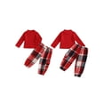 thumbnail image 3 of Aojekbee Little Girls 2PCS Outfit Sets Long Sleeve High Neck Ribbed Tops Plaid Pants Sets, 3 of 10
