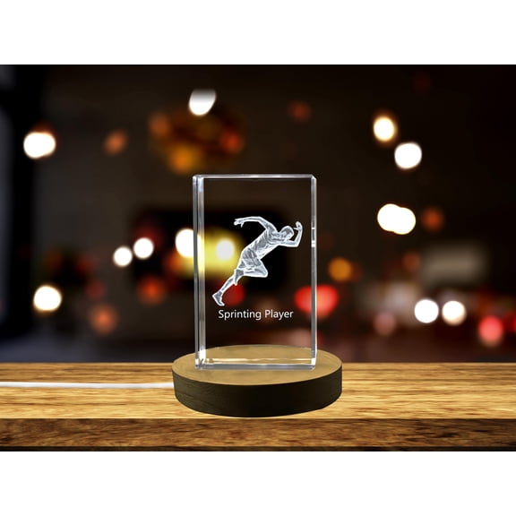 Sprinting Player 3D Engraved Crystal 3D Engraved Crystal Keepsake/Gift/Decor/Collectible/Souvenir
