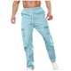 thumbnail image 2 of Pantalones largos para hombre, moda informal, deportivos, con cremallera, cordón, pierna recta, cargo, pantalones largos de poliéster para hombre., 2 of 6