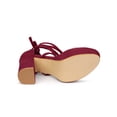 thumbnail image 5 of BLISSFUL STEP Women's Clear Strap Platform Lace up Block Heel Sandals Burgundy 10, 5 of 8