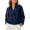 thumbnail image 2 of Tqcoqu Cropped Trench Coat for Women,Long Sleeve Double Breasted Lapel Casual Loose Fit Jackets with Pockets, 2 of 9