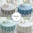 thumbnail image 3 of FNNMNNR Table Cloth Home Hotel Dining Decor Picnic Oil-proof Waterproof Tables Cover Cotton Linen Round Shape Tablecloths Supplies Blue, 3 of 9