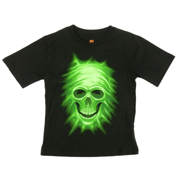 HALLOWEEN - Boys Black Glow In The Dark Skull T-Shirt - Walmart.com ...