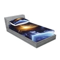 thumbnail image 2 of Ambesonne Space Fitted Sheet & Pillow Sham Set, Earth Landscape, Twin, Blue Yellow, 2 of 2