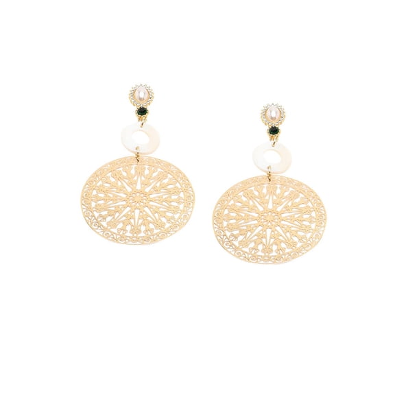 SOHI Women's White Celestrial Filigree Drop Earrings