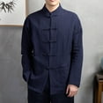 thumbnail image 2 of Elegant Men's Linen Cardigan Traditional Asian Long Sleeve Outerwear For Modern Gentlemen Workwear Men's Trench Coat Plus Size Winter Cardigan for Men, 2 of 7