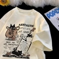 thumbnail image 2 of Nueva camiseta para hombres y mujeres, jersey de gran tamaño, versión coreana, camiseta con estampado de grupo de gatos de dibujos animados, pantalón corto informal, camiseta de manga para parejas, 2 of 5