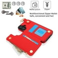 thumbnail image 4 of Allytechgroup iPhone 16 Wallet Case, RFID Blocking Zipper Pocket Ring Holder Kickstand Bumper Shockproof Portable Durable Phone Case for Apple iPhone 16, Red, 4 of 8
