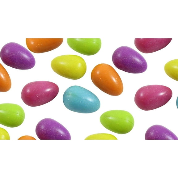 36 Cute Glittery Egg Bouncy Balls - Easter - Small Novelty Prize Toy - Party Favors - Gift - Bulk 3 Dozen