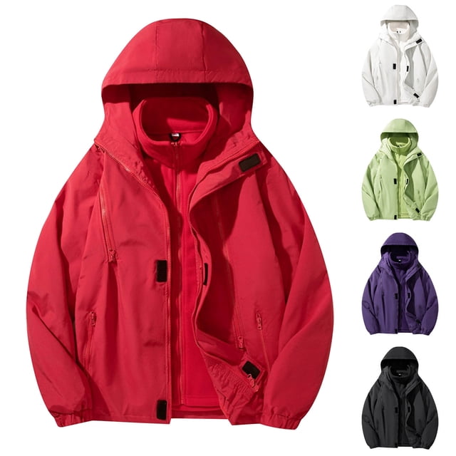 Sentmoon Men's Jacket Solid Color Long Sleeve Turtle Neck Mens Coat Oversized Zipper Windbreaker Waterproof Fall Clothes Men with Pockets Winter Delightful for Commuting and Bike Riding XXL