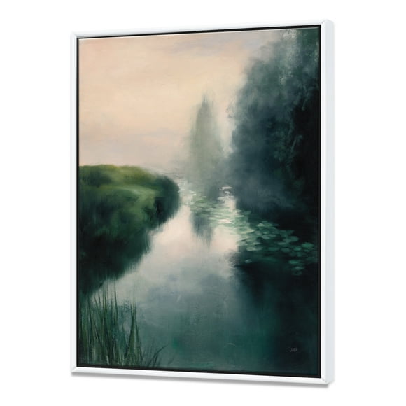 Twilight Fog Lakeshore - Landscape & Nature Framed Canvas