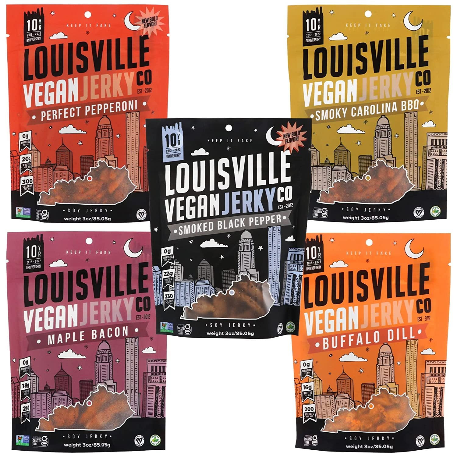 Louisville Vegan Jerky Variety Pack, Vegan Jerky, 1521 Grams of