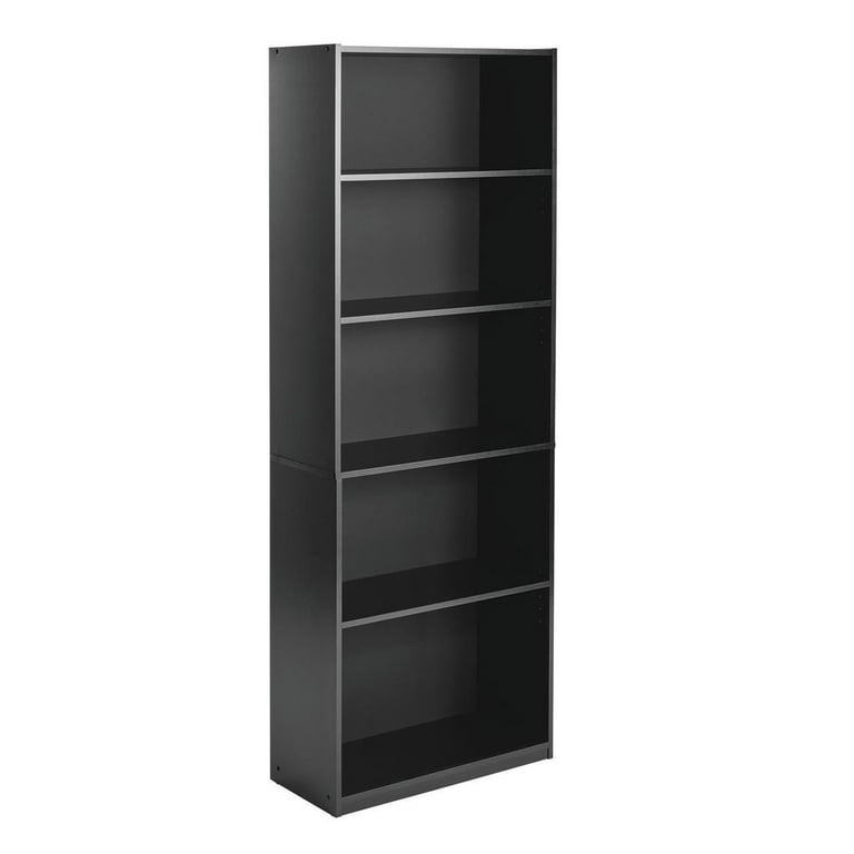 Mainstays 5 Shelf Bookcase with Adjustable Shelves True Black Oak
