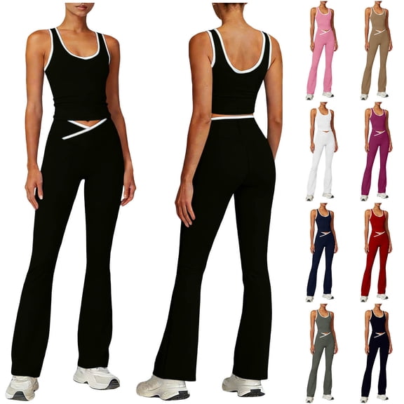 VBTAPA Workout Sets for Women Sleeveless Crop Top Scrunch Butt Lifting High Waist Leggings 2 Piece Gym Yoga Outfits Purple L
