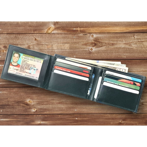 Men's Genuine Leather Slim Bifold Men's Wallet- ID Credit Card Holder