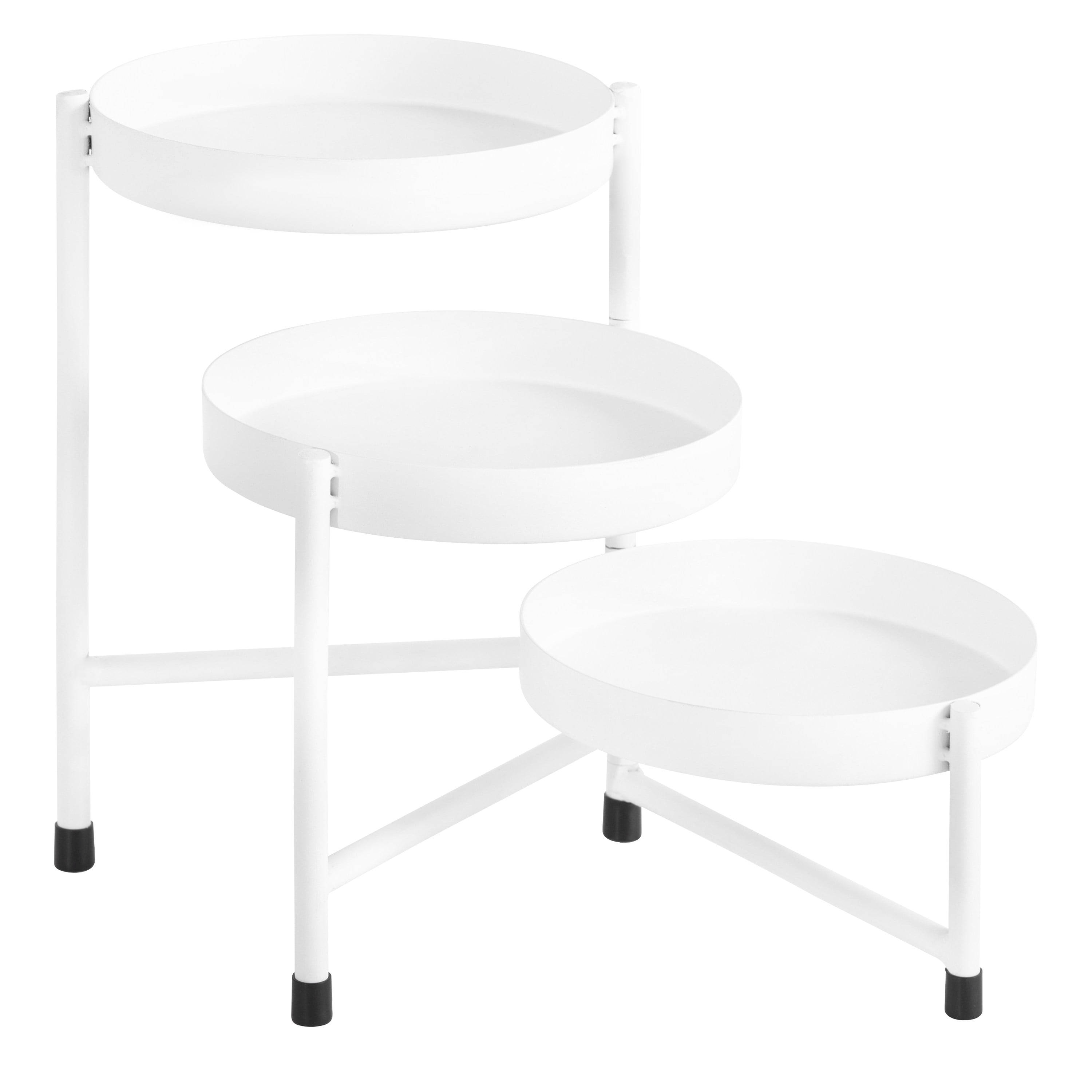 Kate and Laurel Finn Modern Tri-Level Plant Stand, 7.25 x 7.25 x 10, White, Indoor Multi-Tiered Plant Stand for Tabletop