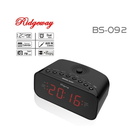 Ridgeway BS-092 Clock Radio with Dual Alarm/Sleep/Snooze with FM