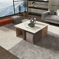 thumbnail image 2 of Ensemble Haley de Table Basse Emboîtée et Pouf de Style Mi-Siècle Moderne en Naturel et Beige, 2 of 7