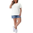 thumbnail image 2 of Blusas de verano casuales de mujer plus size Agnes Orinda, camiseta de cuello redondo con volantes y mangas cortas 3X blanca, 2 of 6