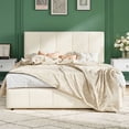 thumbnail image 3 of Amolife Queen Size Lift Up Storage Bed Frame, Velvet Upholstered Platform Bed with Adjustable Headboard, No Box Spring Needed, Cream White, 3 of 13