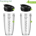 thumbnail image 2 of 2-Pack 24oz Blender Cups with Lid Replacement for Ninja,Compatible with Nutri Ninja Auto IQ Series Blenders BL450 BL454 BL456 BL480 BL481 BL482 BL490 BL640 BL642 BL682, 2 of 7