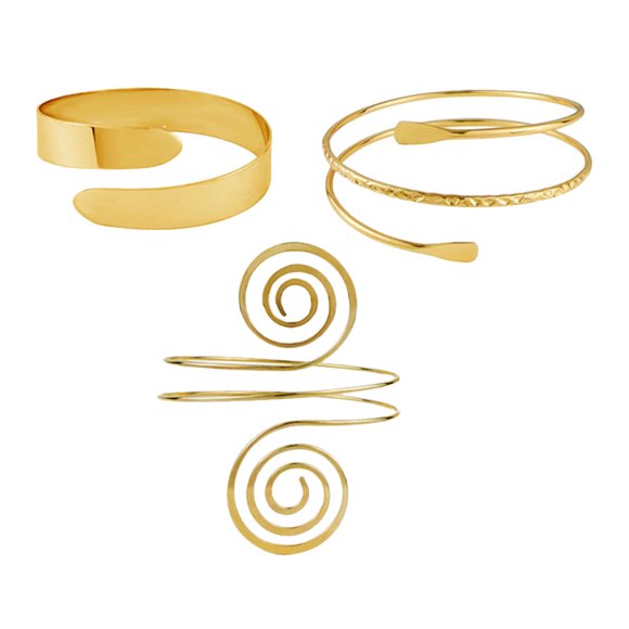 3pcs Arm Cuff Fashion Upper Arm Band Cuff Bracelet Women Gold Jewelry Armband Set