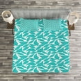 thumbnail image 3 of Ambesonne Turquoise Quilted Bedspread Set 3 Pcs, Foliage Leaves Lines, King Size, Turquoise White, 3 of 3