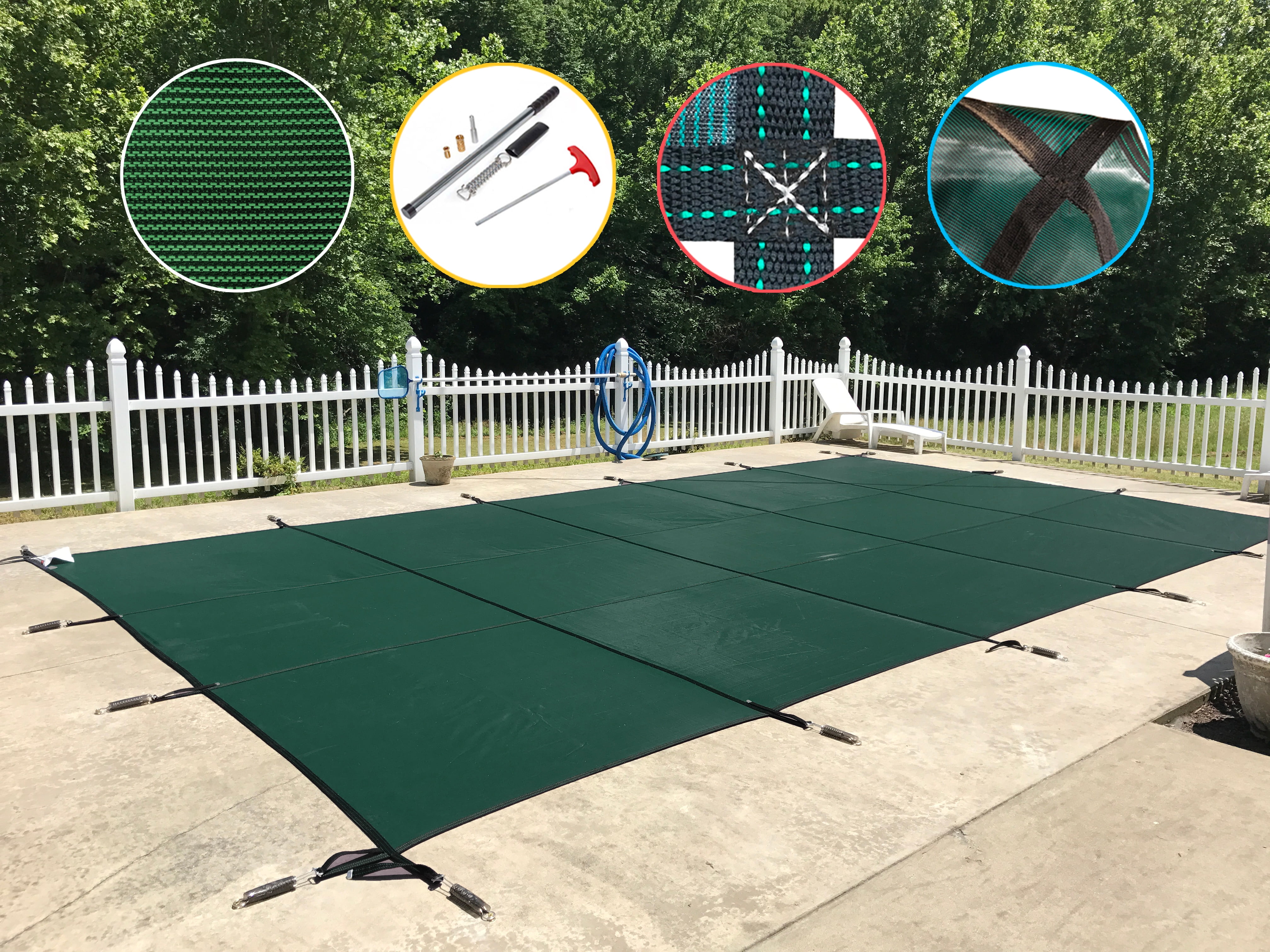 WaterWarden Inground Pool Safety Cover, Fits 16’ x 36’, Green Mesh