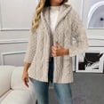 thumbnail image 2 of Fleece Jackets for Women Plus Size Hooded Long Sleeve Solid Color Warm Winter Coat Casual Thicken Fleece Lined Cardigan Outerwear, 2 of 9