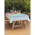 thumbnail image 4 of Rectangle Outdoor Tablecloth With Umbrella Hole And Zipper– Rainbow Minimalnist Stripe Waterproof Patio Table Cover for Party, Picnic, Backyard, 60"x84" , Candy Texture, 4 of 8