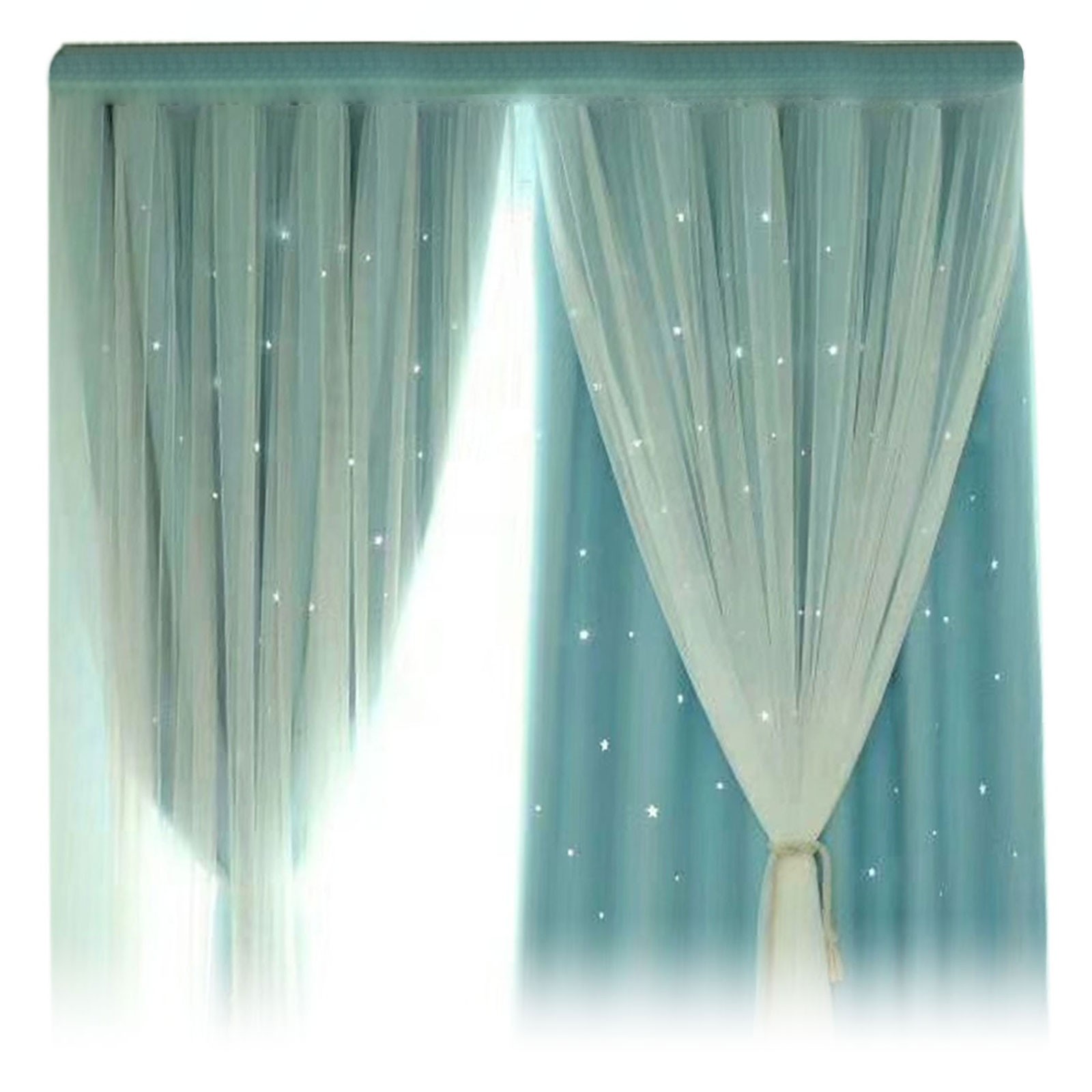Cold Curtains 48 in Curtains 6 Piece Rainbow Sheer Window Panel Curtain Set Precision Thickened Star Plaid Shower Curtain Long Shower Curtain Liner 96 Length Shower Curtain with Clear Top Panel - image 1 of 2