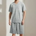 thumbnail image 3 of Kureaily Men's Summer V Neck Short Sleeve Top And Shorts Casual Style Pajama Loungewear Set T-Shirt Pajama Set, 3 of 9