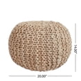 thumbnail image 6 of Noble House Solid Print Off-White Jute Round Pouf, 6 of 7